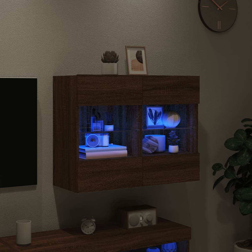VidaXL Tv-wandmeubel met LED 78,5x30x60,5 cm bruineikenkleurig