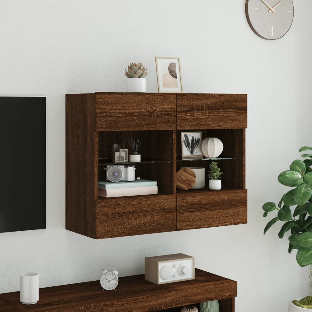 VidaXL Tv-wandmeubel met LED 78,5x30x60,5 cm bruineikenkleurig