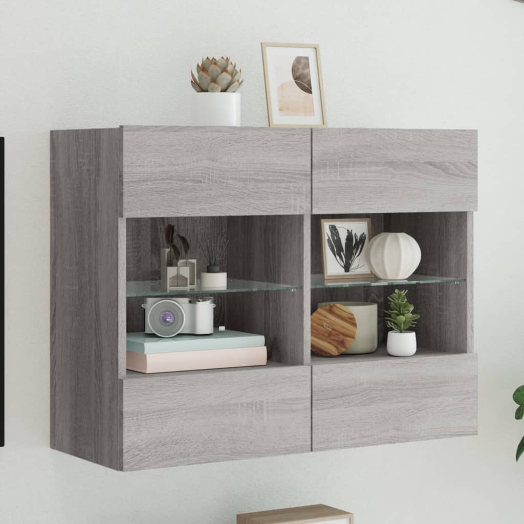 VidaXL Tv-wandmeubel met LED-verlichting 78,5x30x60,5 cm grijs sonoma