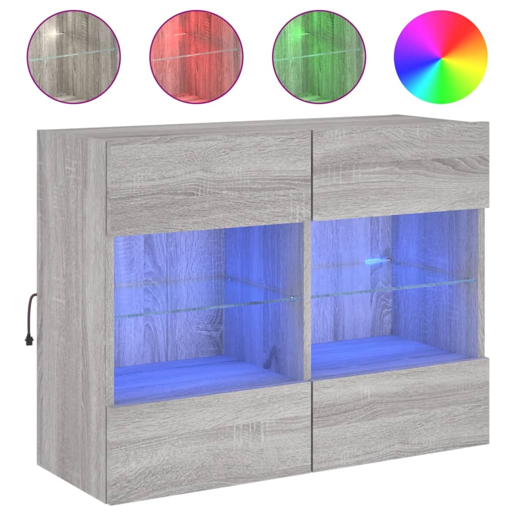 VidaXL Tv-wandmeubel met LED-verlichting 78,5x30x60,5 cm grijs sonoma