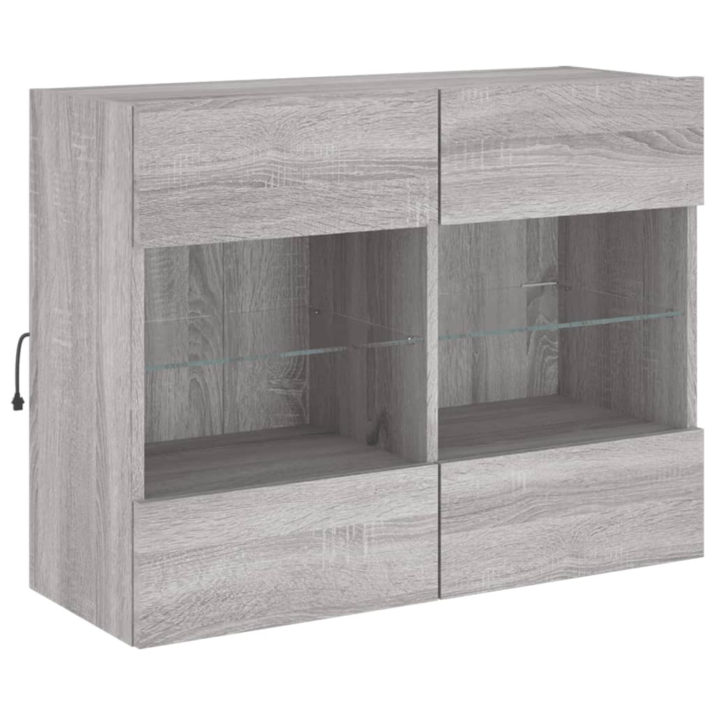 VidaXL Tv-wandmeubel met LED-verlichting 78,5x30x60,5 cm grijs sonoma