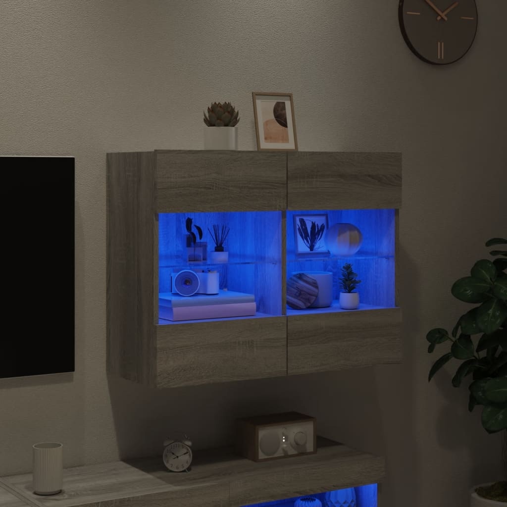 VidaXL Tv-wandmeubel met LED-verlichting 78,5x30x60,5 cm grijs sonoma