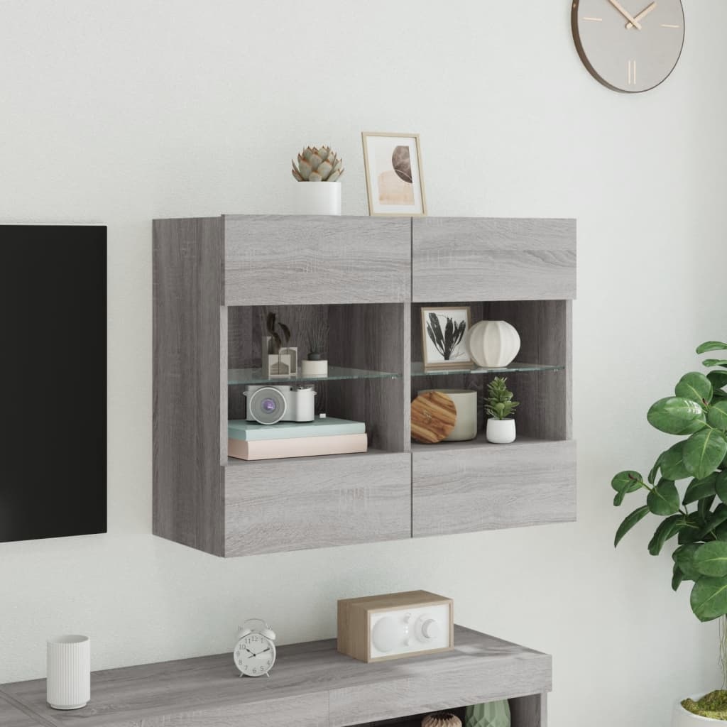 VidaXL Tv-wandmeubel met LED-verlichting 78,5x30x60,5 cm grijs sonoma