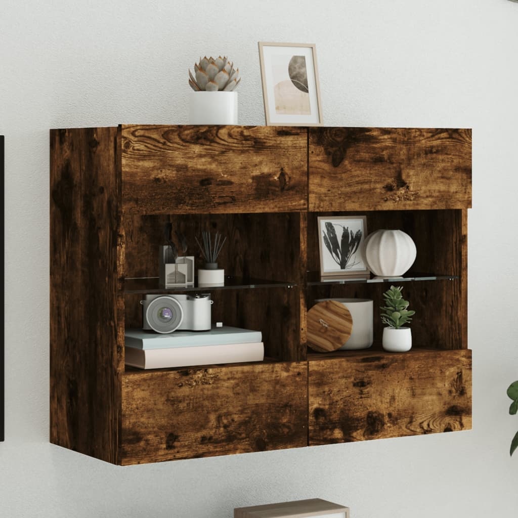 VidaXL Tv-wandmeubel met LED-verlichting 78,5x30x60,5 cm gerookt eiken