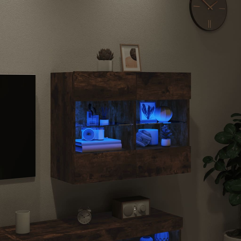 VidaXL Tv-wandmeubel met LED-verlichting 78,5x30x60,5 cm gerookt eiken