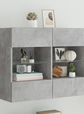 VidaXL Tv-wandmeubel met LED-verlichting 78,5x30x60,5 cm betongrijs