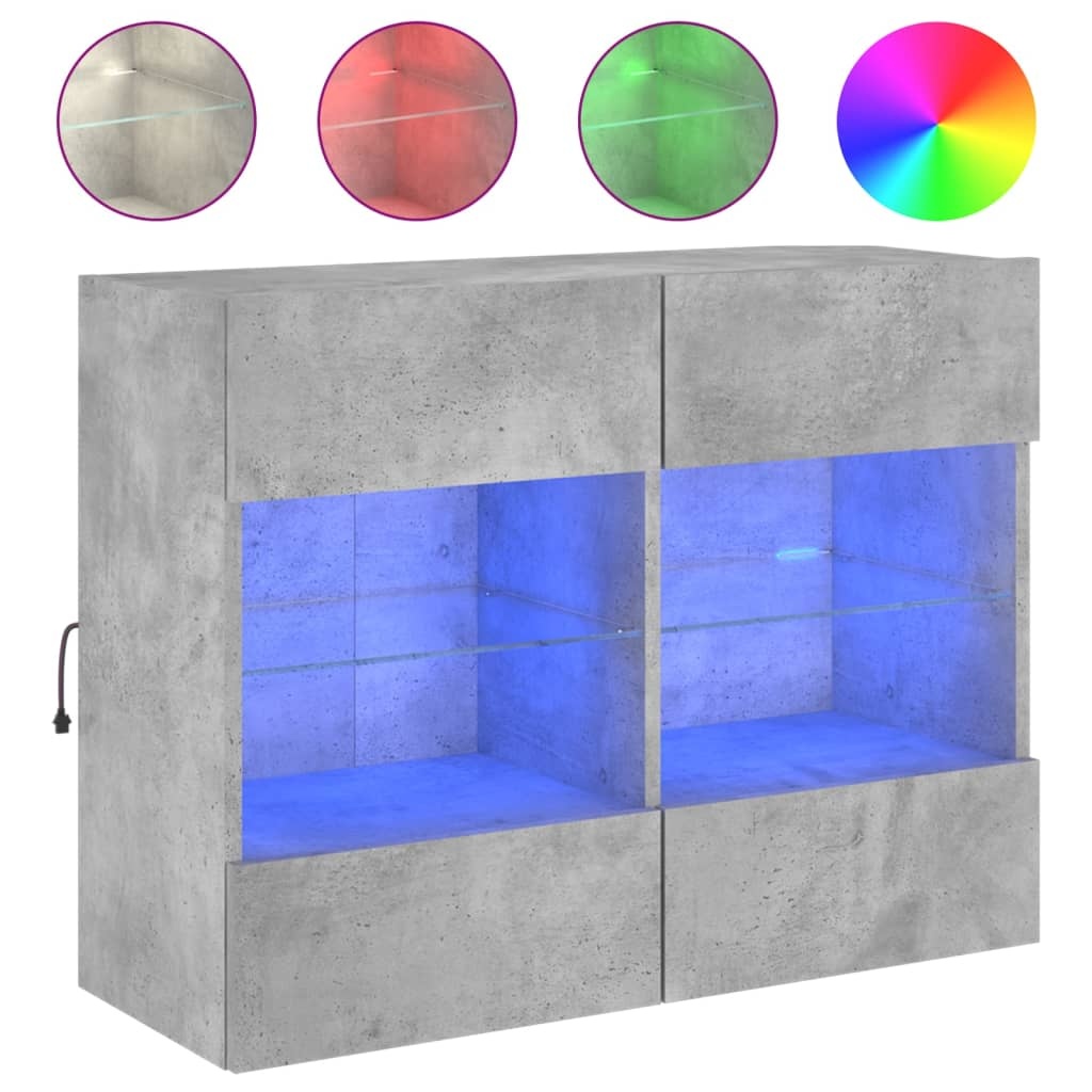 VidaXL Tv-wandmeubel met LED-verlichting 78,5x30x60,5 cm betongrijs