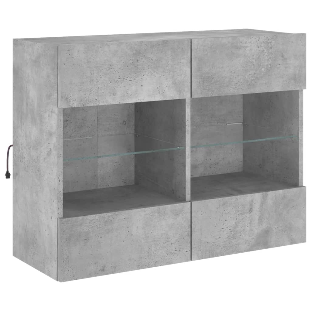 VidaXL Tv-wandmeubel met LED-verlichting 78,5x30x60,5 cm betongrijs