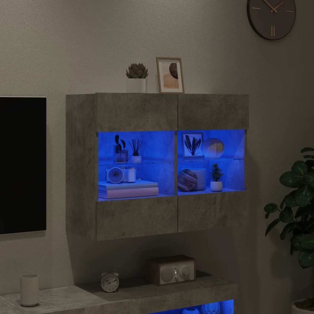 VidaXL Tv-wandmeubel met LED-verlichting 78,5x30x60,5 cm betongrijs
