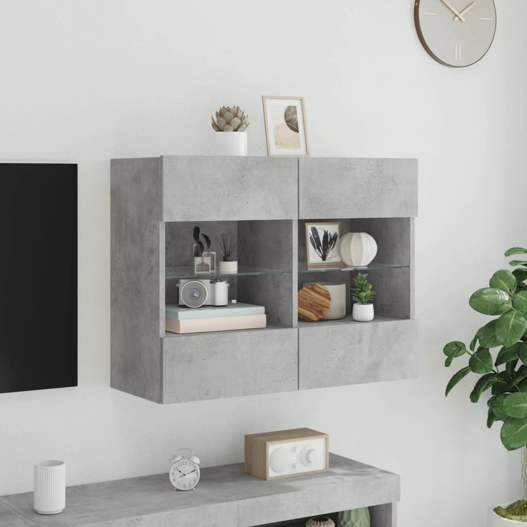VidaXL Tv-wandmeubel met LED-verlichting 78,5x30x60,5 cm betongrijs