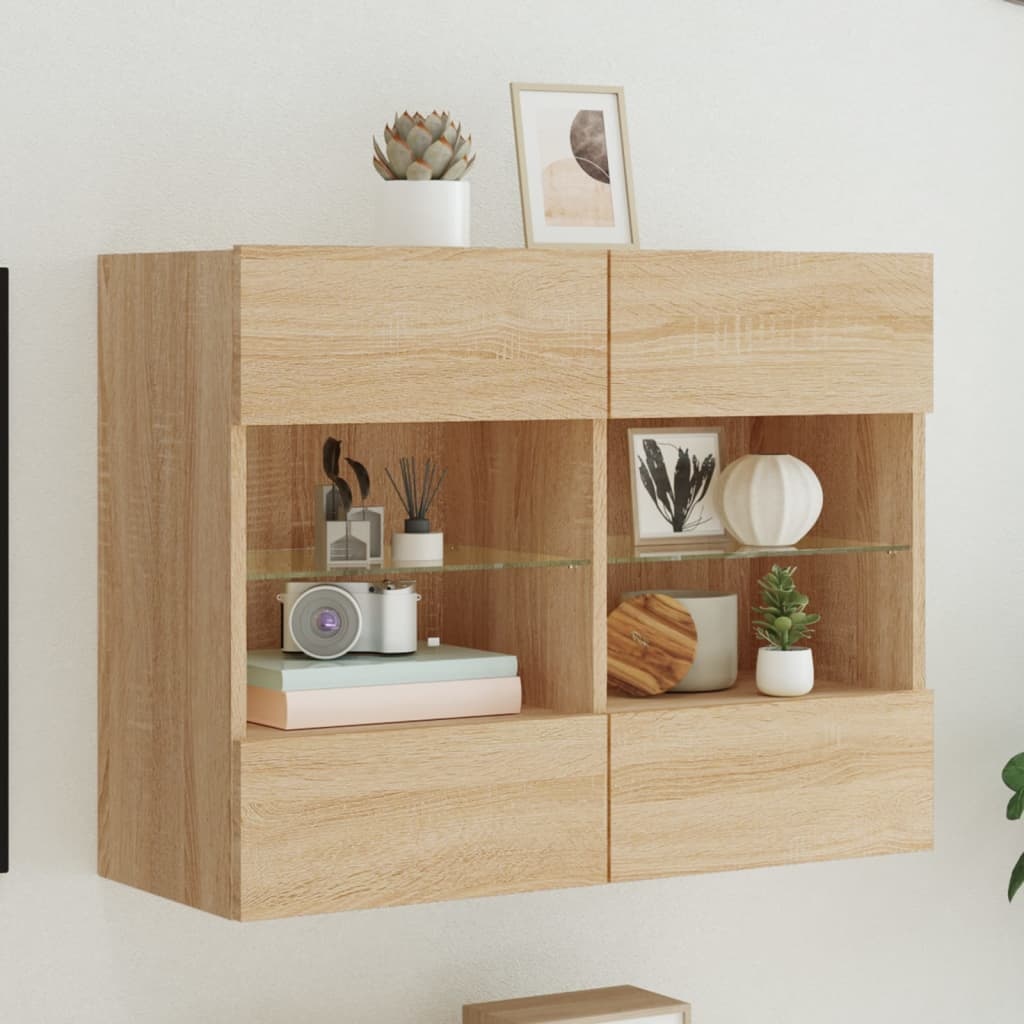 VidaXL Tv-wandmeubel met LED-verlichting 78,5x30x60,5 cm sonoma eiken
