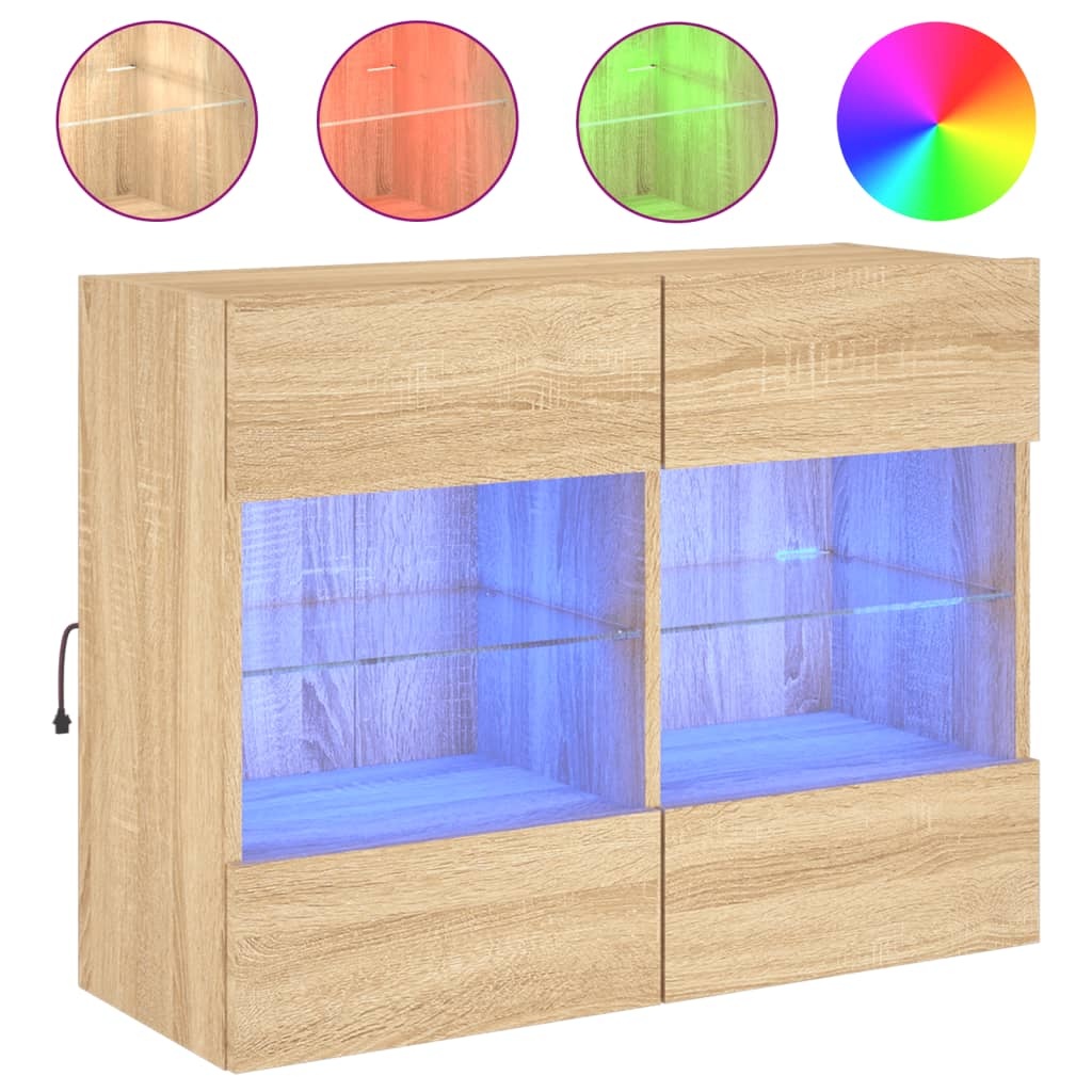 VidaXL Tv-wandmeubel met LED-verlichting 78,5x30x60,5 cm sonoma eiken