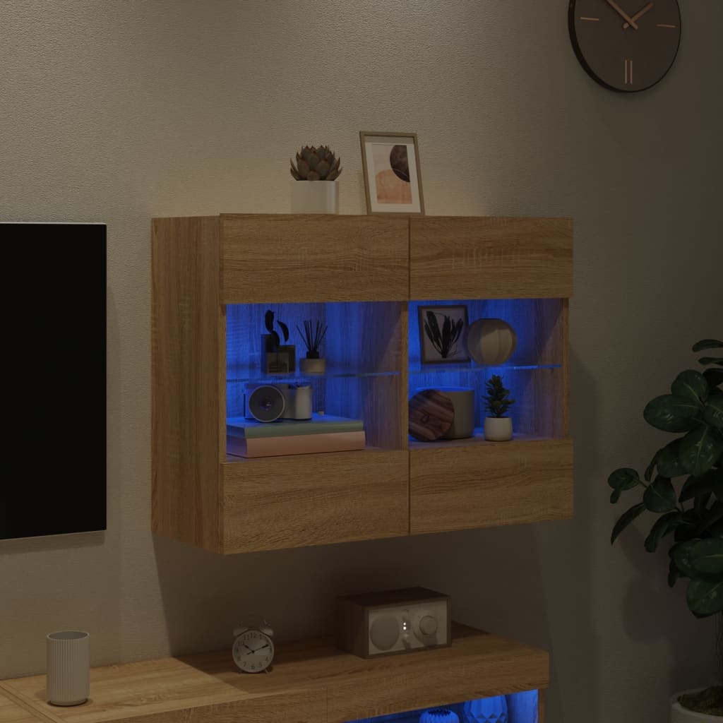 VidaXL Tv-wandmeubel met LED-verlichting 78,5x30x60,5 cm sonoma eiken