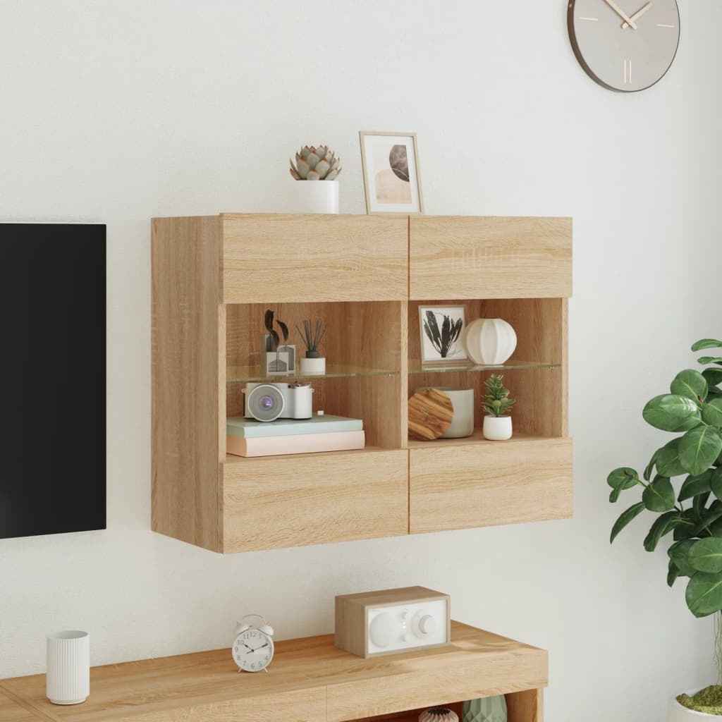 VidaXL Tv-wandmeubel met LED-verlichting 78,5x30x60,5 cm sonoma eiken