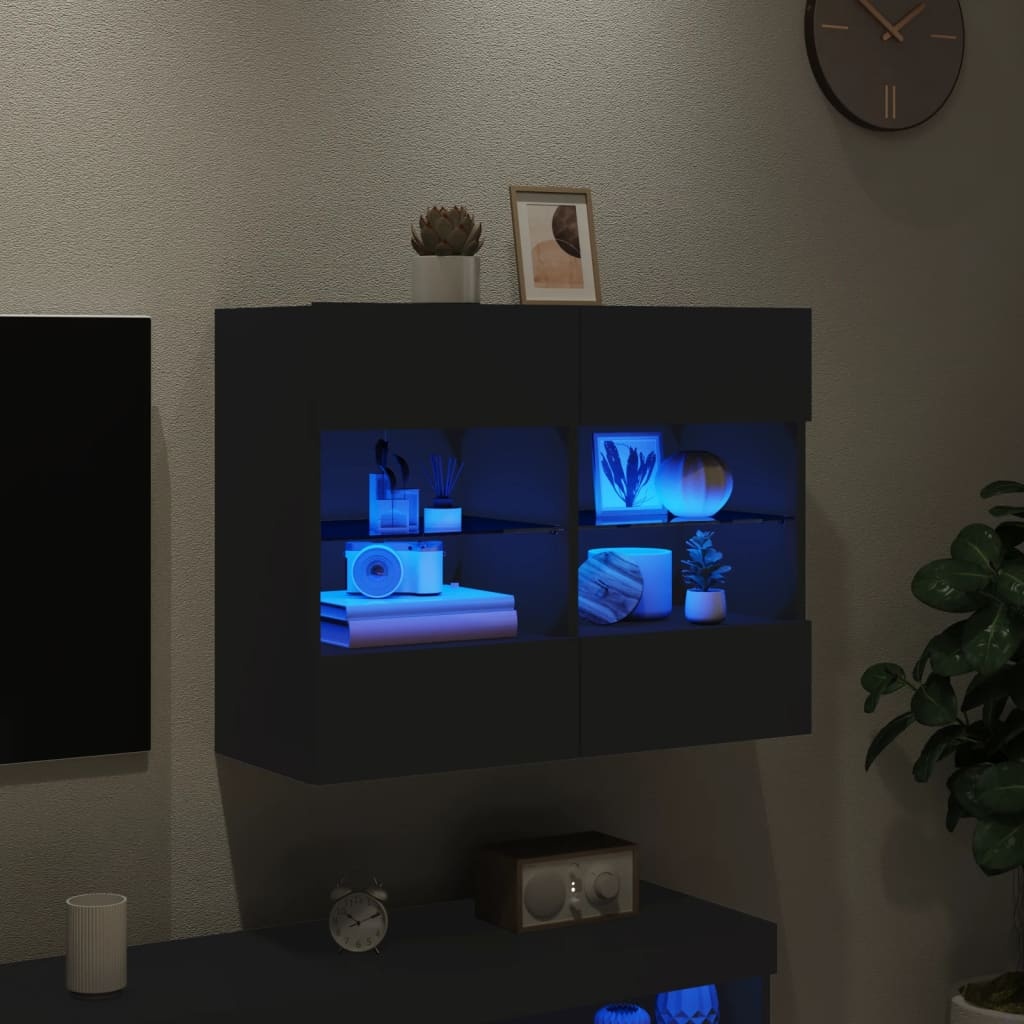 VidaXL Tv-wandmeubel met LED-verlichting 78,5x30x60,5 cm zwart
