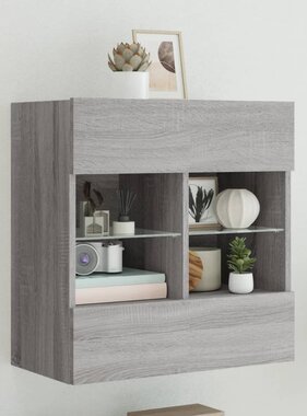 VidaXL Tv-wandmeubel met LED-verlichting 58,5x30x60,5 cm grijs sonoma