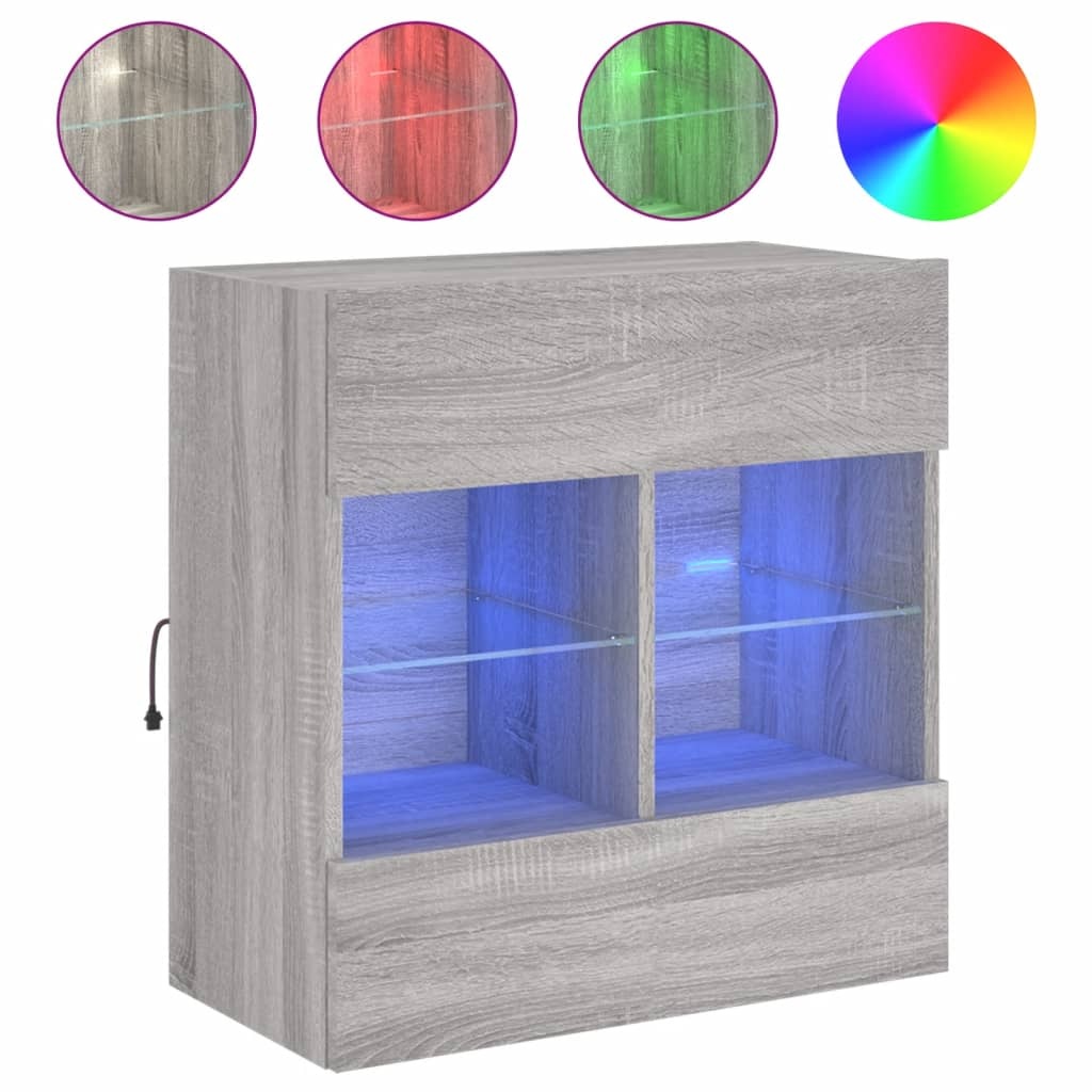VidaXL Tv-wandmeubel met LED-verlichting 58,5x30x60,5 cm grijs sonoma