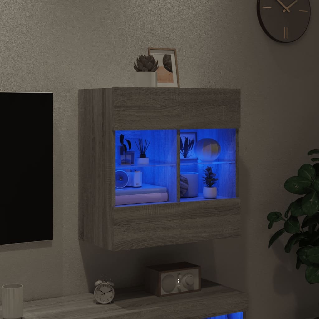 VidaXL Tv-wandmeubel met LED-verlichting 58,5x30x60,5 cm grijs sonoma