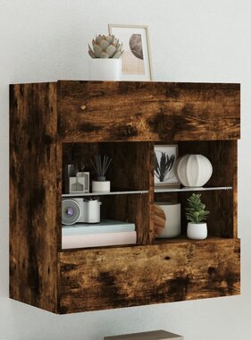 VidaXL Tv-wandmeubel met LED-verlichting 58,5x30x60,5 cm gerookt eiken