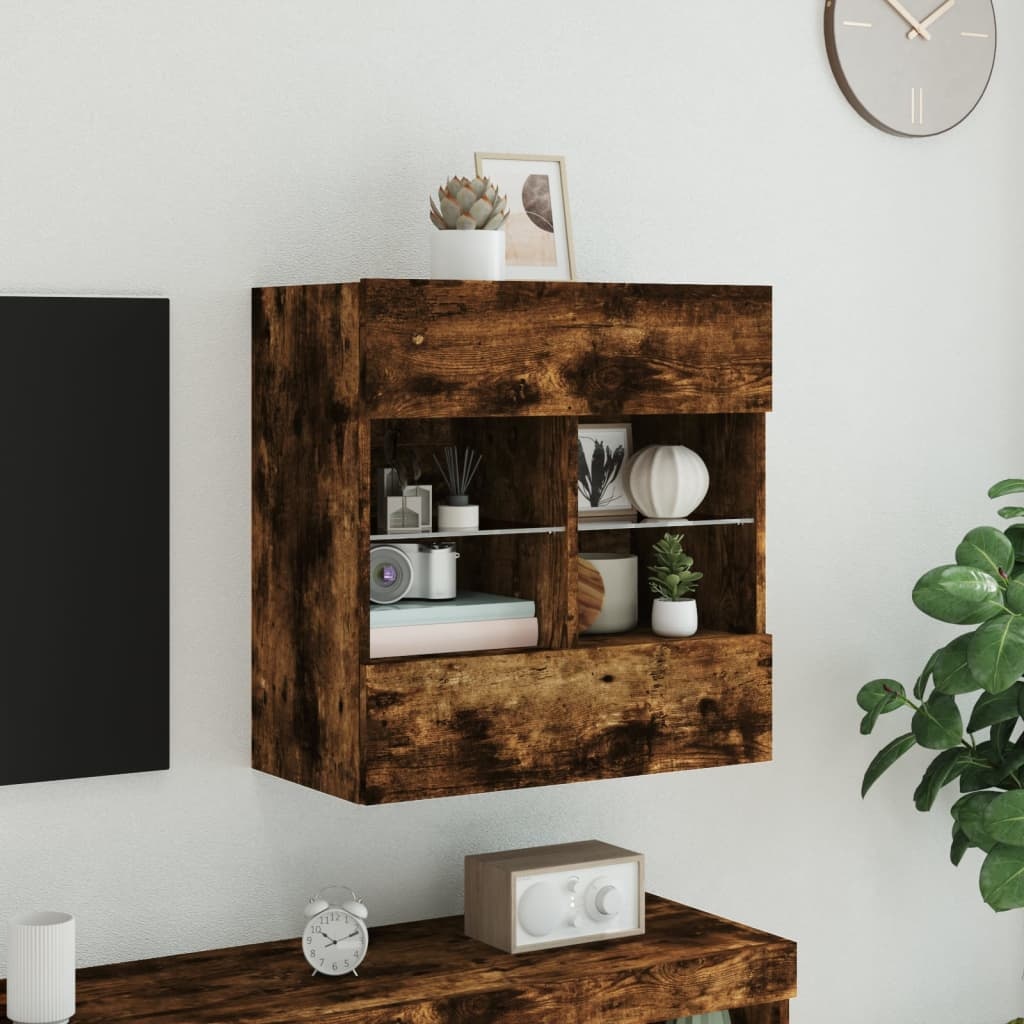 VidaXL Tv-wandmeubel met LED-verlichting 58,5x30x60,5 cm gerookt eiken