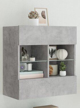 VidaXL Tv-wandmeubel met LED-verlichting 58,5x30x60,5 cm betongrijs