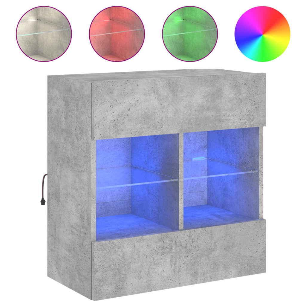 VidaXL Tv-wandmeubel met LED-verlichting 58,5x30x60,5 cm betongrijs