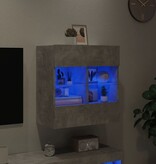 VidaXL Tv-wandmeubel met LED-verlichting 58,5x30x60,5 cm betongrijs