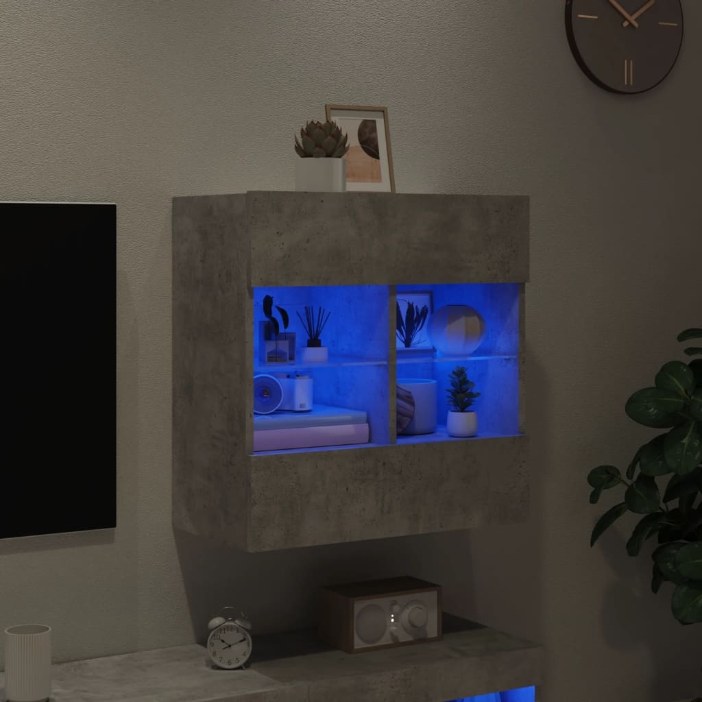 VidaXL Tv-wandmeubel met LED-verlichting 58,5x30x60,5 cm betongrijs