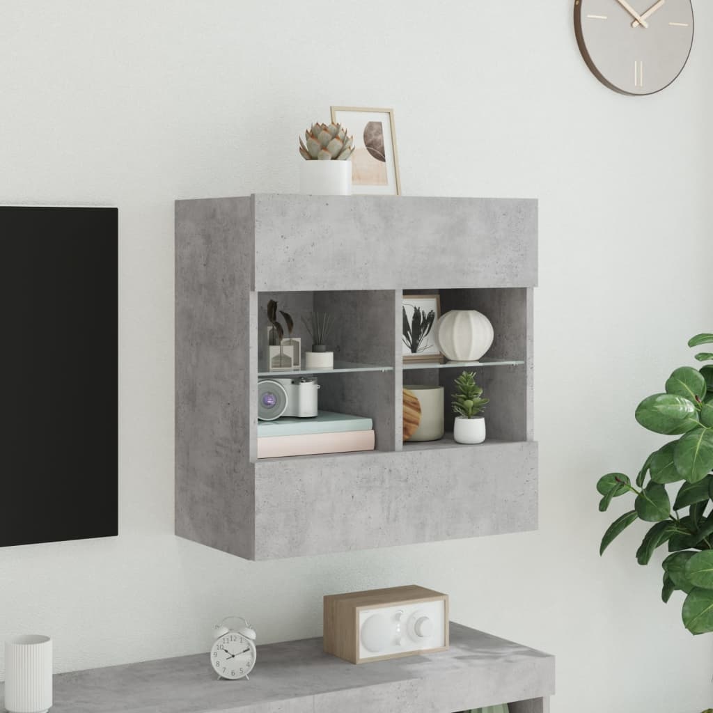 VidaXL Tv-wandmeubel met LED-verlichting 58,5x30x60,5 cm betongrijs