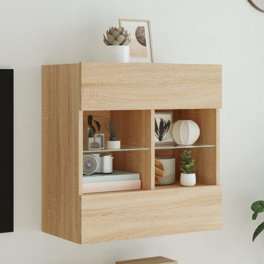 VidaXL Tv-wandmeubel met LED-verlichting 58,5x30x60,5 cm sonoma eiken
