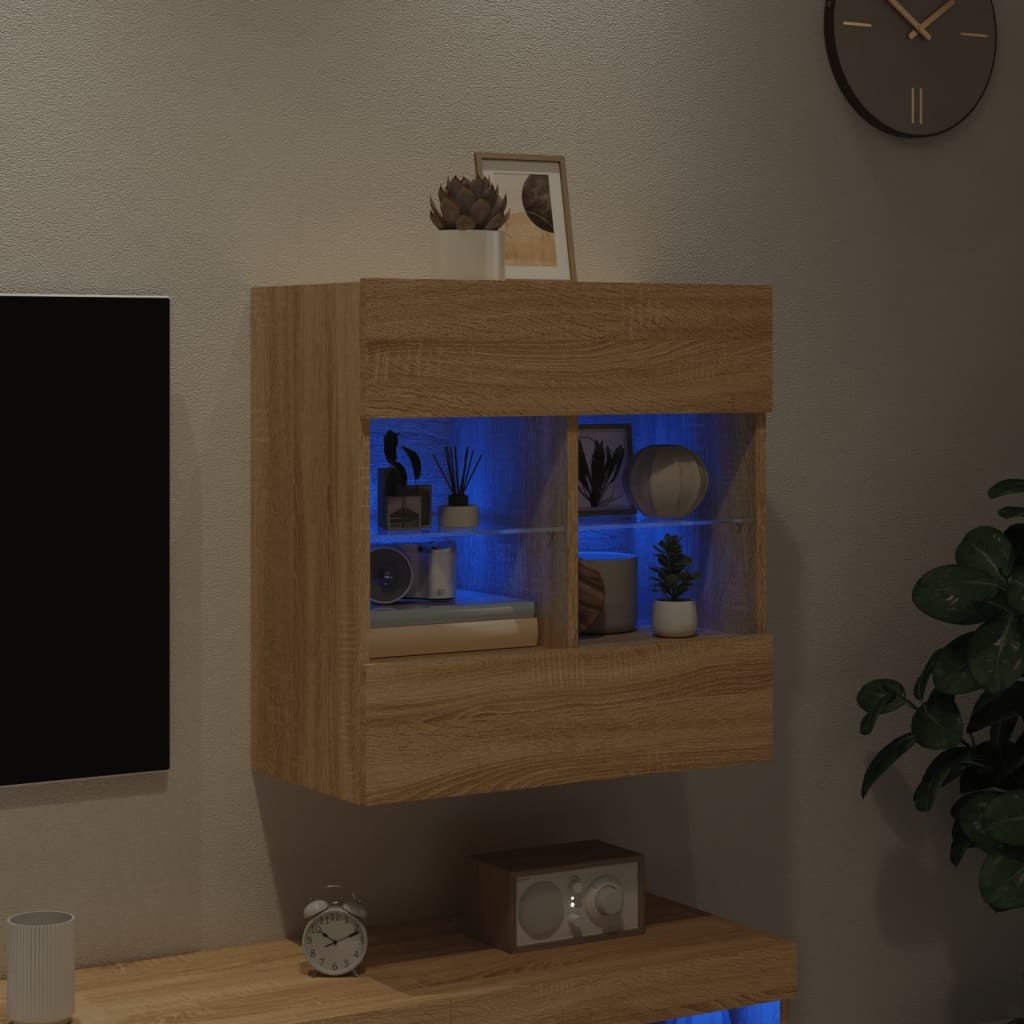 VidaXL Tv-wandmeubel met LED-verlichting 58,5x30x60,5 cm sonoma eiken