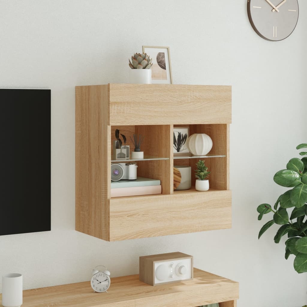 VidaXL Tv-wandmeubel met LED-verlichting 58,5x30x60,5 cm sonoma eiken