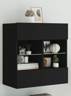 VidaXL Tv-wandmeubel met LED-verlichting 58,5x30x60,5 cm zwart