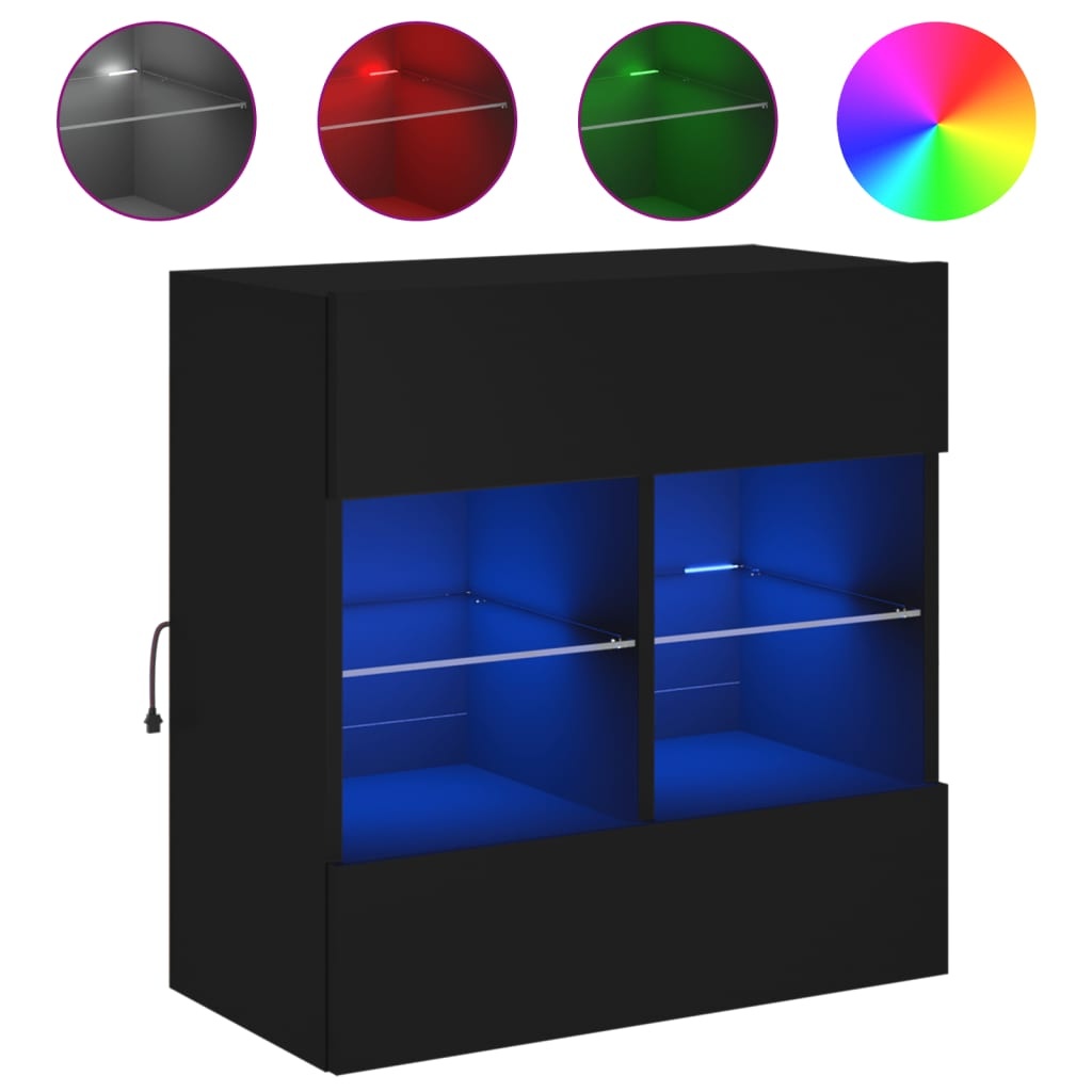 VidaXL Tv-wandmeubel met LED-verlichting 58,5x30x60,5 cm zwart