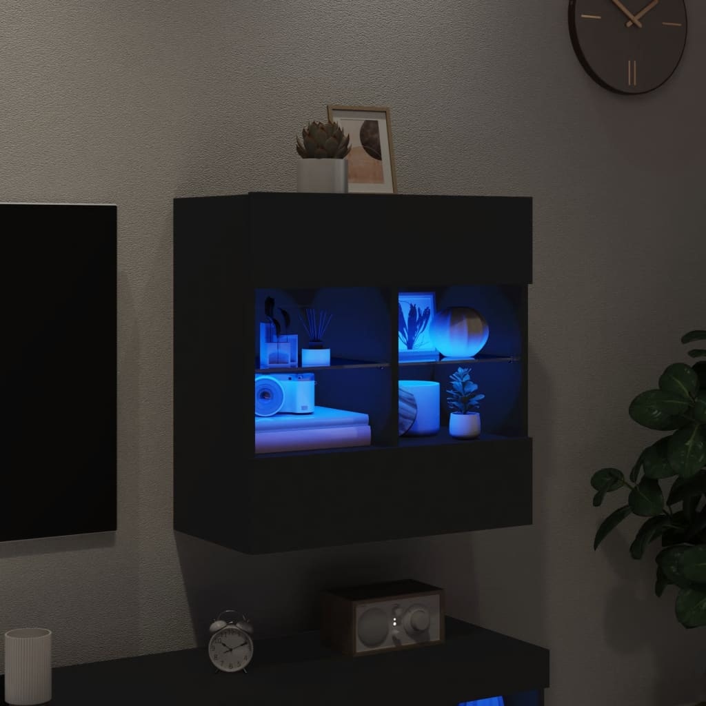 VidaXL Tv-wandmeubel met LED-verlichting 58,5x30x60,5 cm zwart