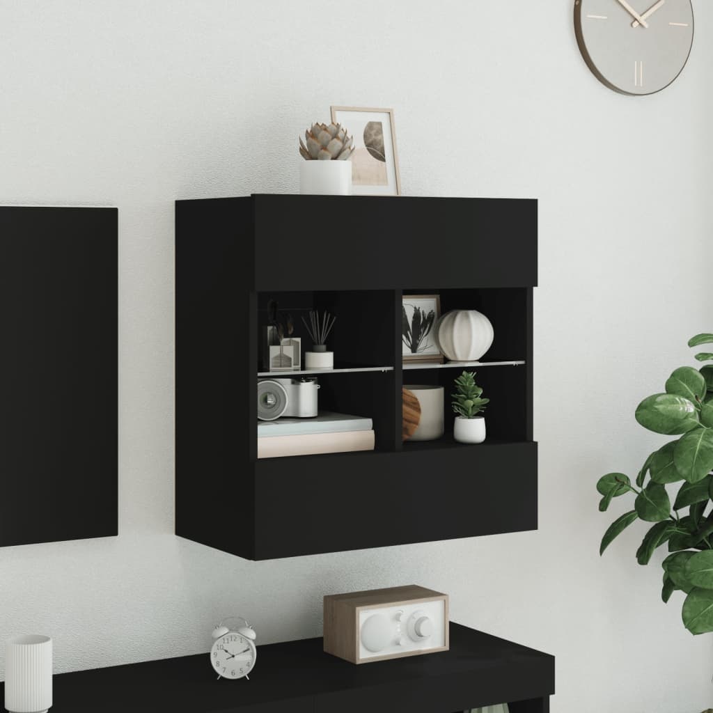 VidaXL Tv-wandmeubel met LED-verlichting 58,5x30x60,5 cm zwart
