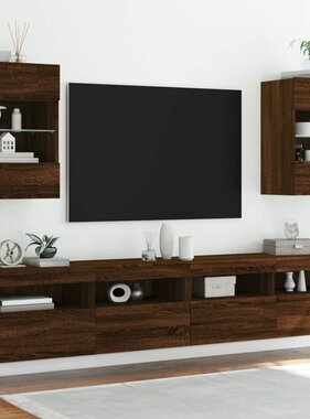 VidaXL Tv-wandmeubels met LED 2 st 40x30x60,5 cm bruineikenkleurig