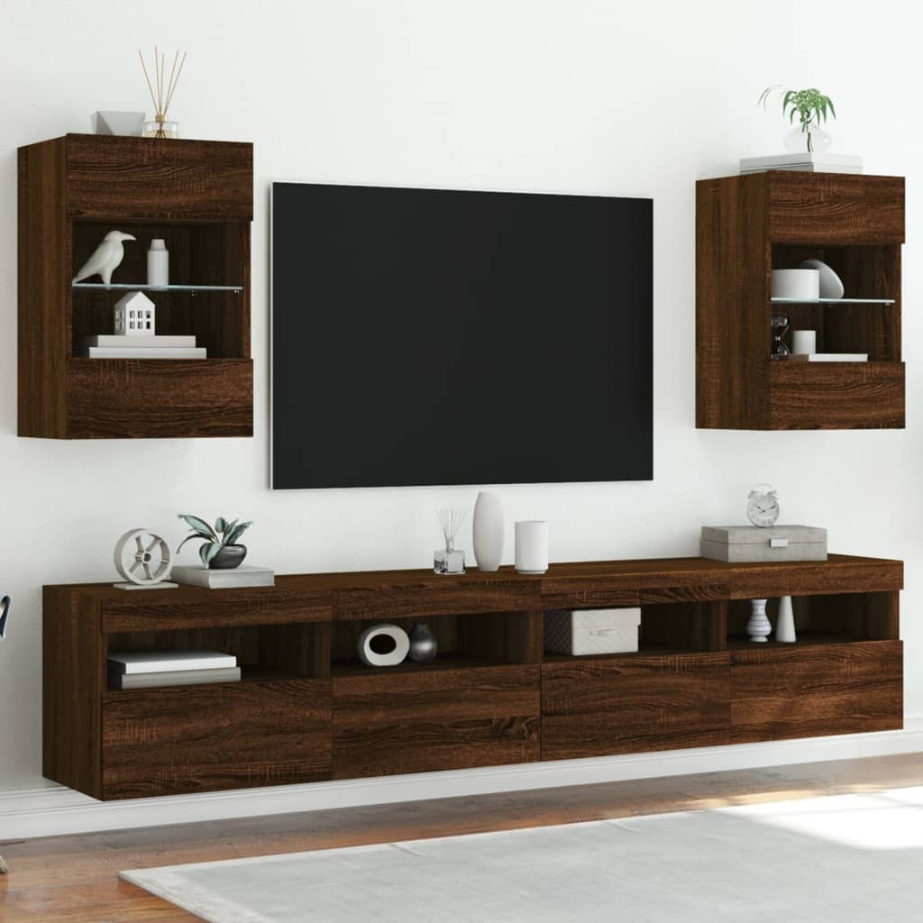 VidaXL Tv-wandmeubels met LED 2 st 40x30x60,5 cm bruineikenkleurig