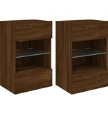 VidaXL Tv-wandmeubels met LED 2 st 40x30x60,5 cm bruineikenkleurig