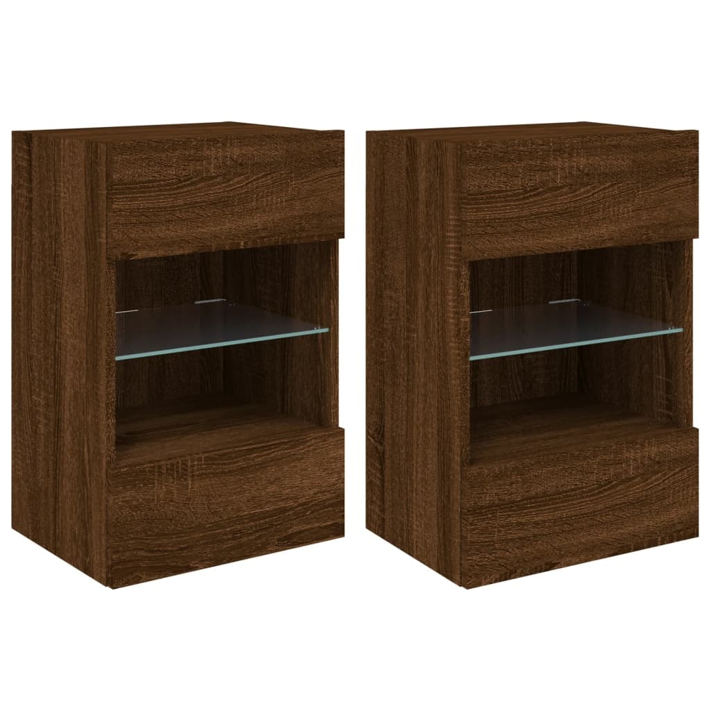 VidaXL Tv-wandmeubels met LED 2 st 40x30x60,5 cm bruineikenkleurig