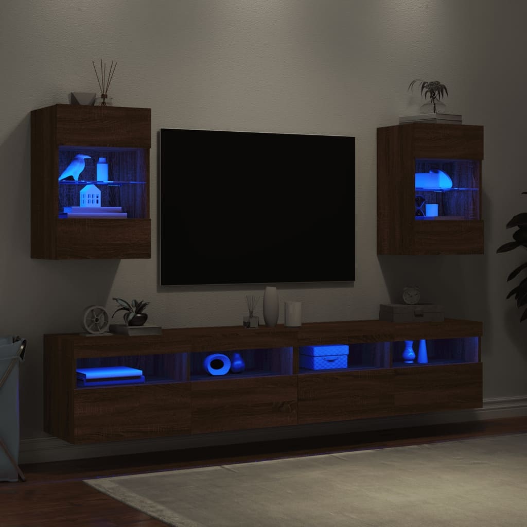 VidaXL Tv-wandmeubels met LED 2 st 40x30x60,5 cm bruineikenkleurig