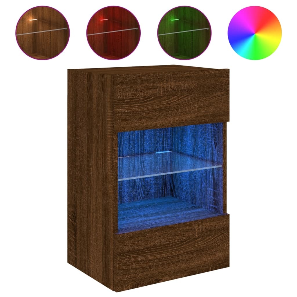VidaXL Tv-wandmeubel met LED-verlichting 40x30x60,5 cm bruineikenkleur