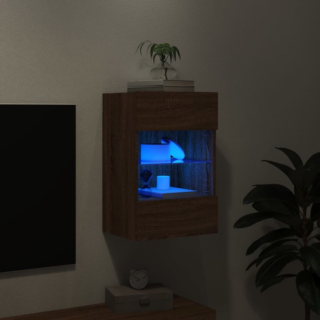 VidaXL Tv-wandmeubel met LED-verlichting 40x30x60,5 cm bruineikenkleur
