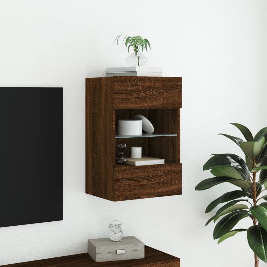 VidaXL Tv-wandmeubel met LED-verlichting 40x30x60,5 cm bruineikenkleur