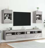 vidaXL Tv-wandmeubels met LED 2 st 40x30x60,5 cm grijs sonoma eiken