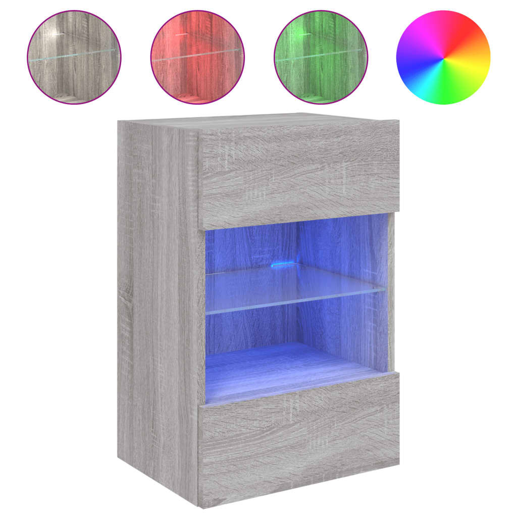 VidaXL Tv-wandmeubel met LED-verlichting 40x30x60,5 cm grijs sonoma