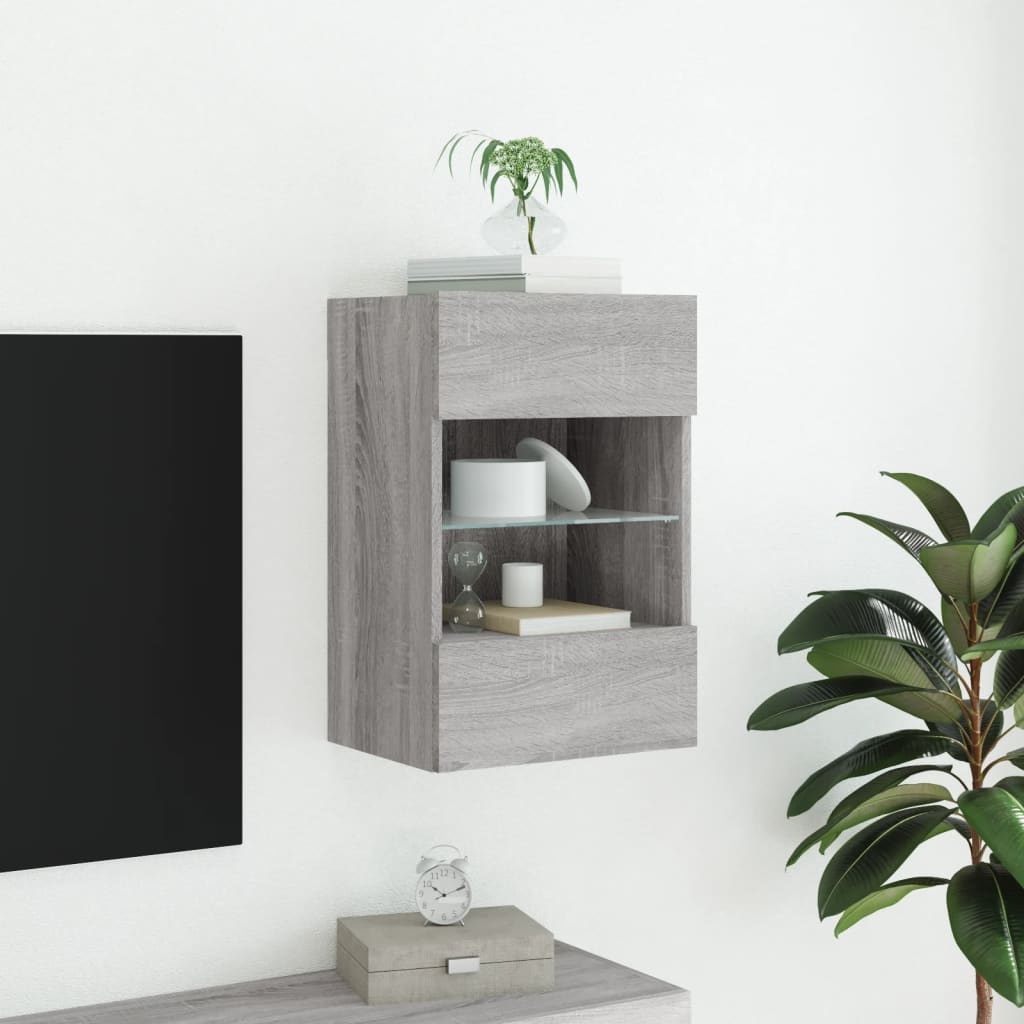 VidaXL Tv-wandmeubel met LED-verlichting 40x30x60,5 cm grijs sonoma