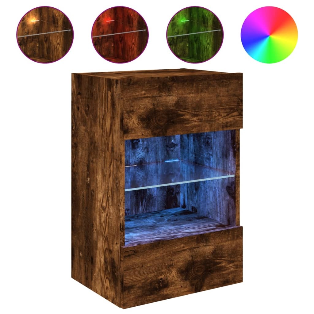 VidaXL Tv-wandmeubel met LED-verlichting 40x30x60,5 cm gerookt eiken