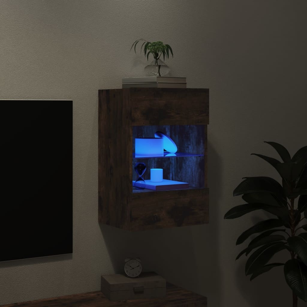 VidaXL Tv-wandmeubel met LED-verlichting 40x30x60,5 cm gerookt eiken