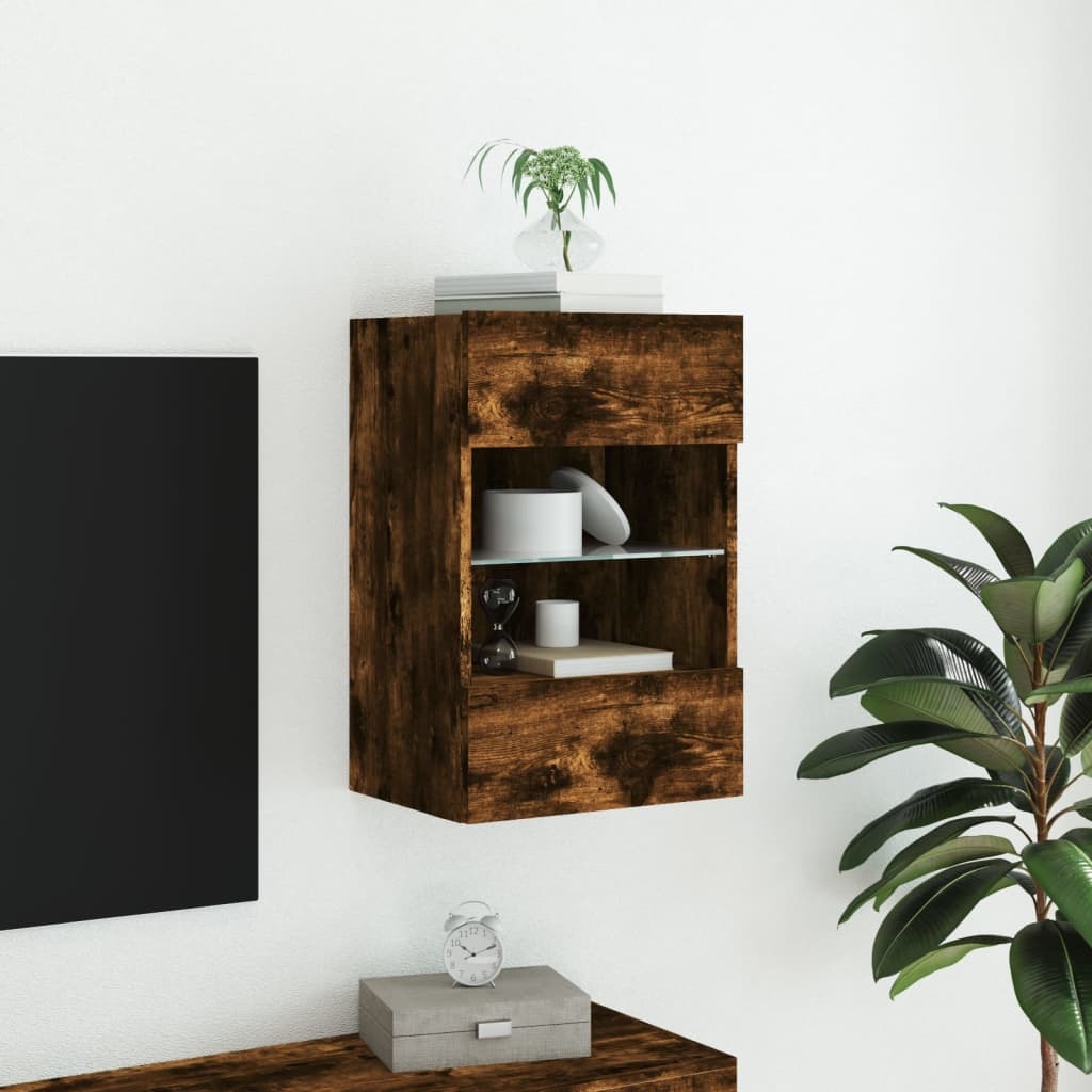 VidaXL Tv-wandmeubel met LED-verlichting 40x30x60,5 cm gerookt eiken